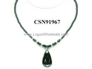 Hematite Drop Pendant Beads Stone Chain Choker Fashion Women Necklace